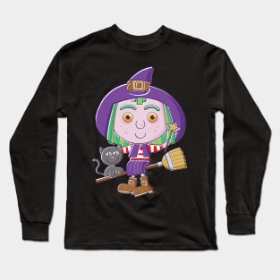 Cute Witch Cartoon Long Sleeve T-Shirt